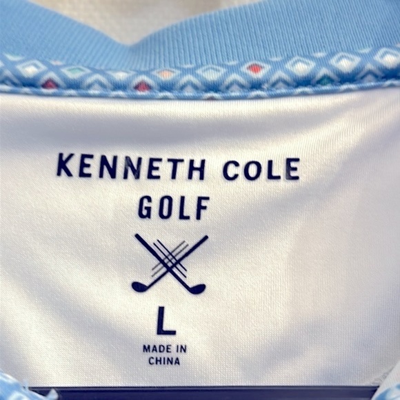 Men’s Kenneth Cole Golf Polyester & Spandex Diamond Pattern Athletic Polo Size L - Picture 5 of 7